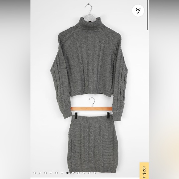 Grey Cable Knit Two-Piece Sweater Dress - Picture 6 of 9
